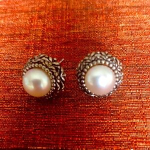 Sterling Silver and Pearl Earrings, vintage. 3 piece each.